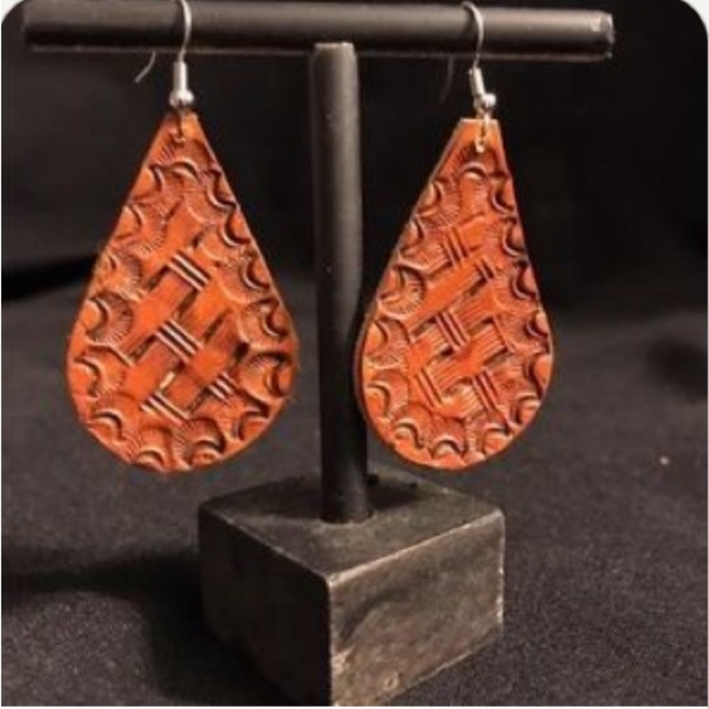 Genuine leather handcrafted earrings